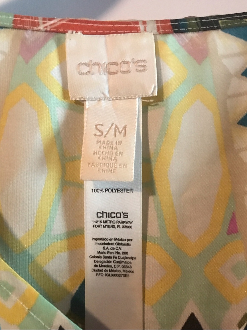 Chico's Multicolor Geometric Print Blouse - Picture 2 of 2